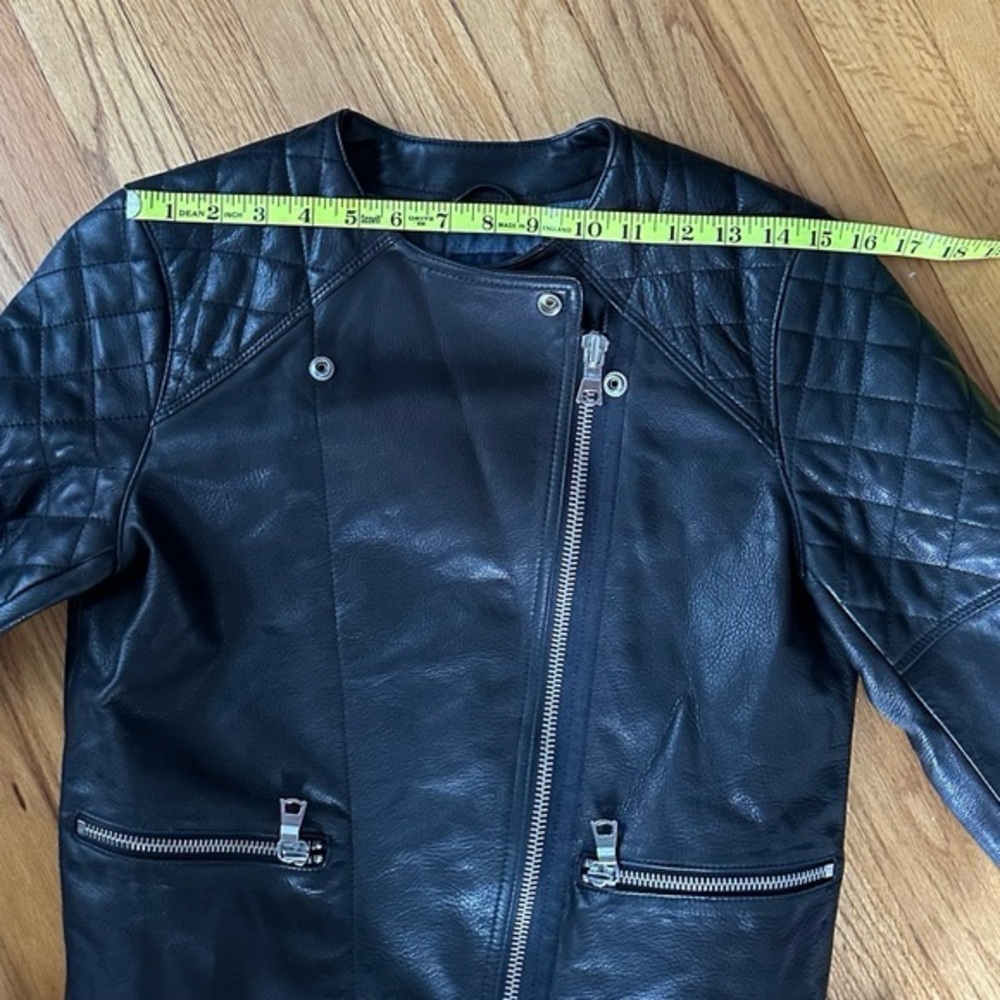 GAP genuine, leather Quilted biker bomber Jacket - Picture 10 of 15